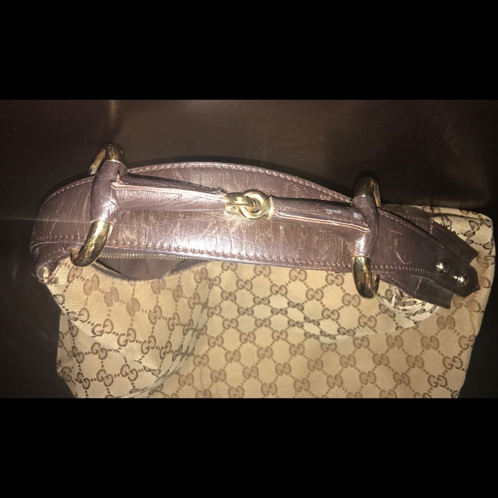 **AUTHENTIC!!** Gucci Medium Canvas Horsebit Hobo - Picture 6 of 8